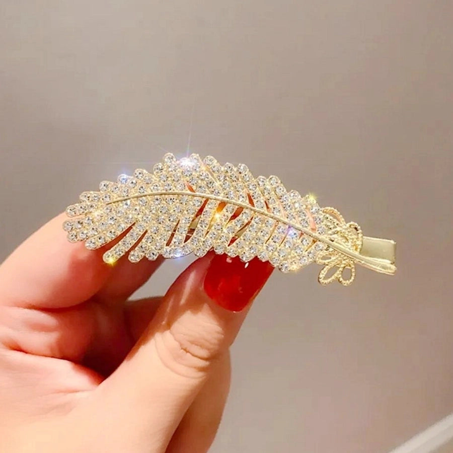 Women's Casual Simple Style Feather Alloy Inlay Rhinestones Hair Clip