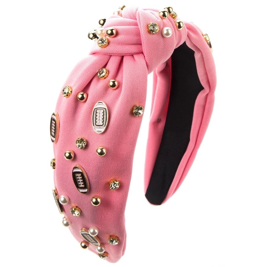 Women's Casual Baroque Style Rugby Knot Alloy Cloth Inlay Rhinestones Pearl Hair Band