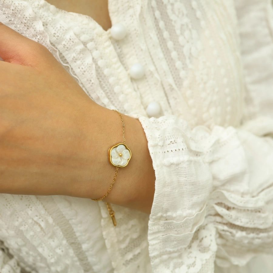 IG Style Elegant Flower 304 Stainless Steel 18K Gold Plated Acrylic Bracelets In Bulk