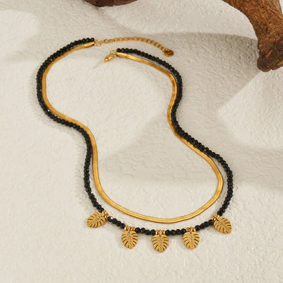 Jewelry Elegant Lady Cross Leaf Starfish 304 Stainless Steel Plating Necklace