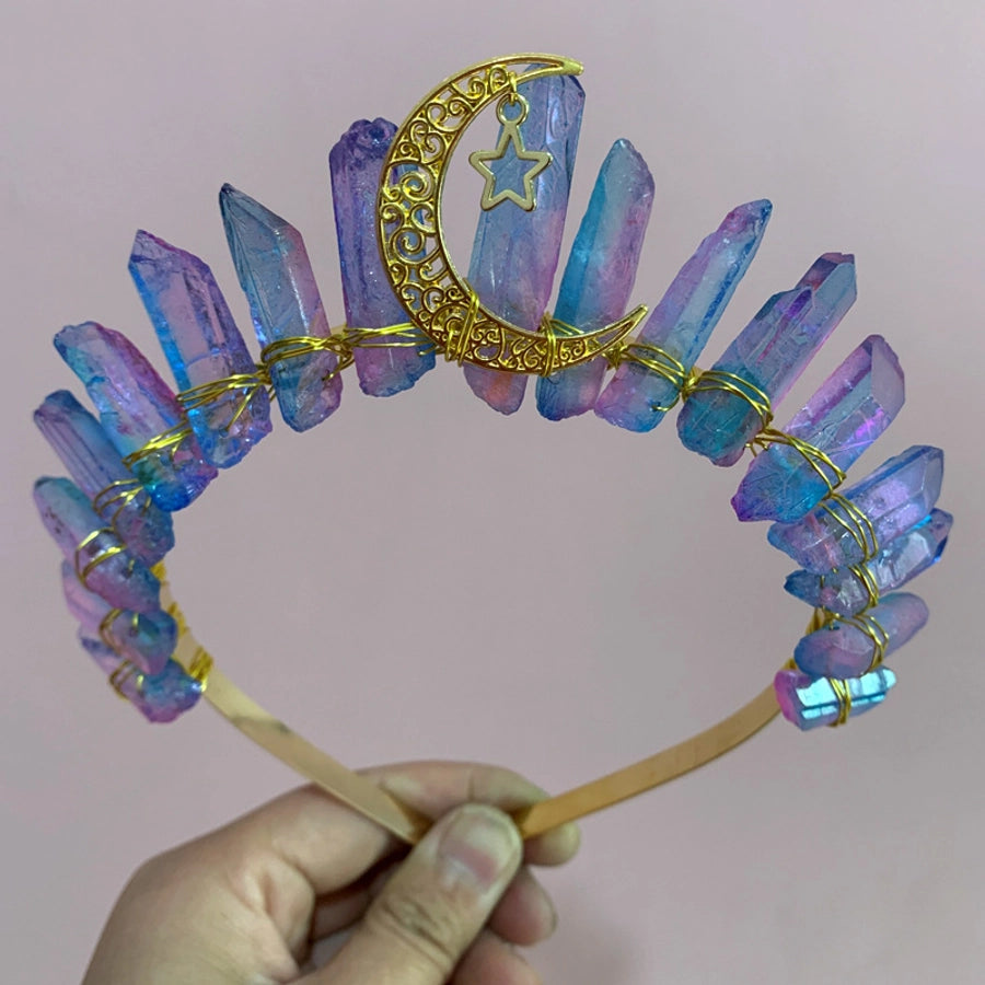 simple style moon solid color crystal handmade hair band