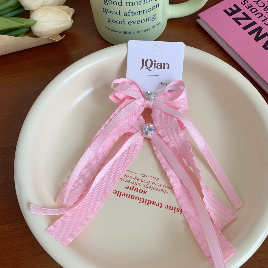 Women's Sweet Bow Knot Cloth Inlay Rhinestones Hair Clip Hair Tie