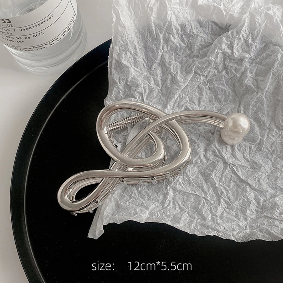 simple style notes alloy inlay pearl hair claws