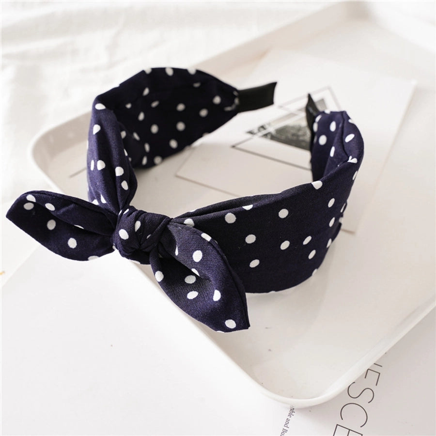fashion polka dots bow knot cloth printing hair band 1 piece
