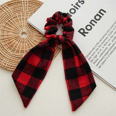 Christmas Vintage Style Women's Plaid Handmade Hair Tie