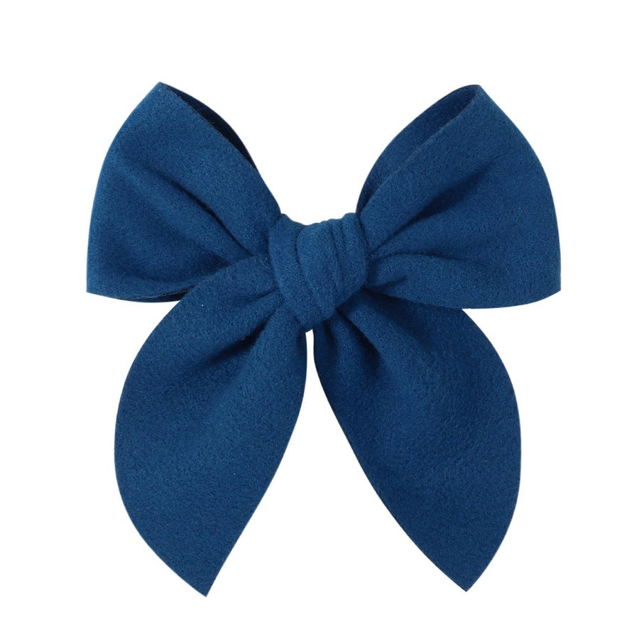 sweet solid color polyester bow knot hair clip