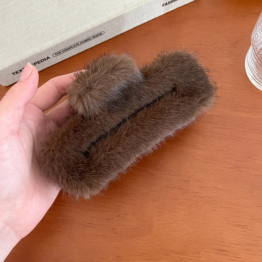 Korean Style Large Mink Fur Grip Women's New Autumn and Winter Hair Volume Shark  Former Red Hot Design Niche Barrettes