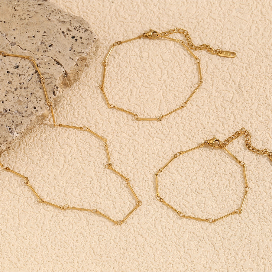 Jewelry Simple Style Solid Color 304 Stainless Steel Titanium Steel 18K Gold Plated Bracelets Anklet Necklace