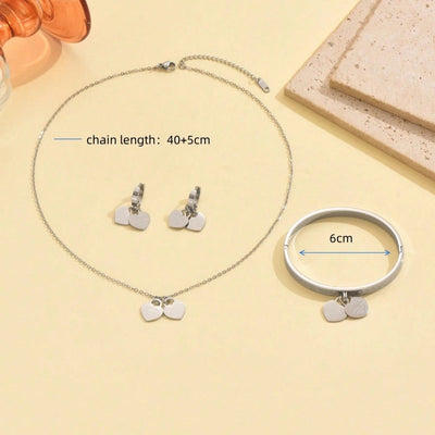 Jewelry Elegant Lady Geometric 304 Stainless Steel Earrings Necklace Jewelry Set