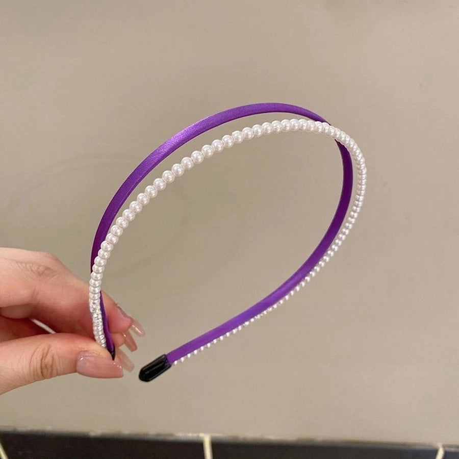 sweet simple style classic style geometric artificial pearl cloth hair band