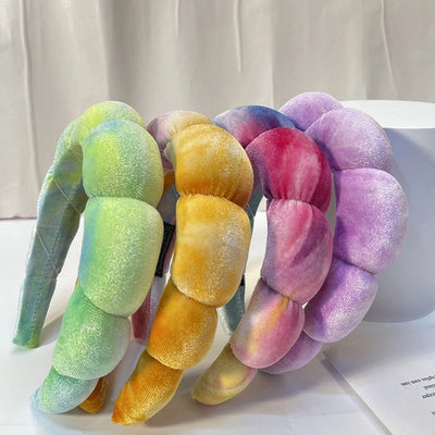 lady streetwear color block sponge hair band