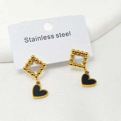 1 Pair Elegant Retro Commute Heart Shape 304 Stainless Steel 18K Gold Plated Drop Earrings