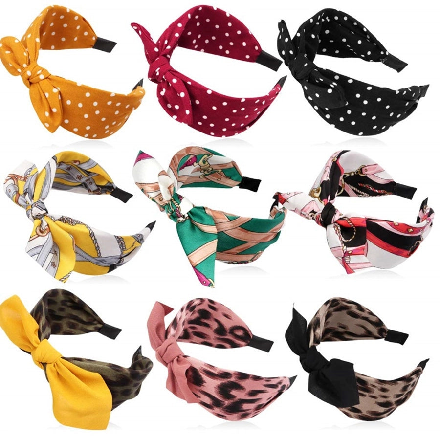 fashion polka dots bow knot cloth printing hair band 1 piece