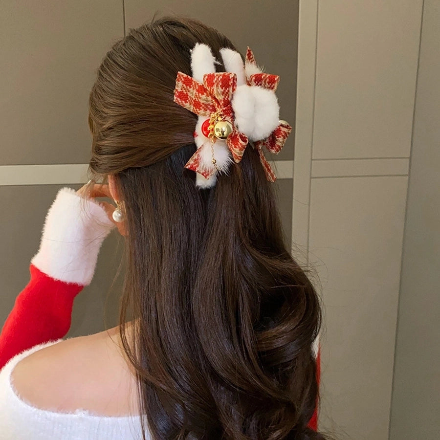 Christmas Casual Simple Style Streetwear Women's Bow Knot Arylic Alloy Hair Claws