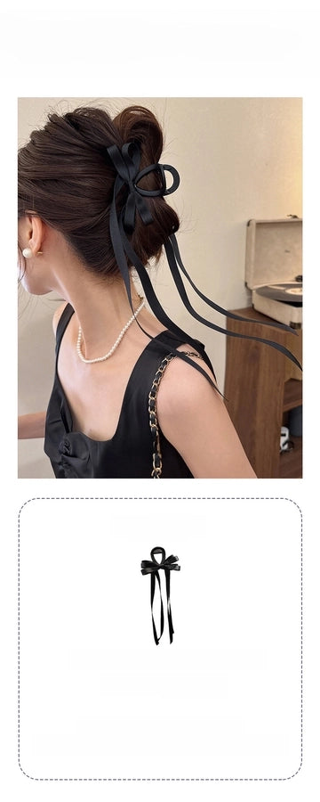 Exquisite ballet style grab clip ribbon bow hairpin female back head elegant elegant shark clip