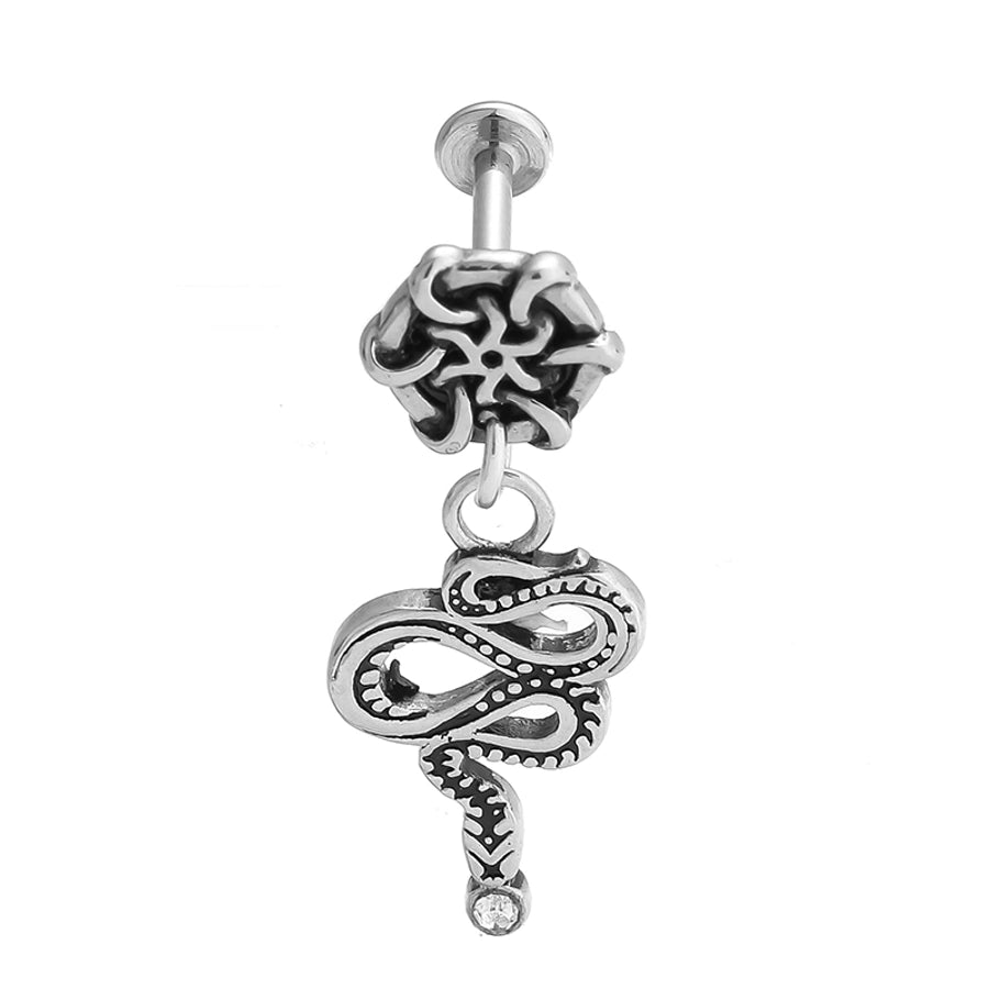 1 Piece Lip Rings Gothic Hip-Hop Snake Skull 316L Stainless Steel  Polishing Hollow Out Inlay Zircon Lip Rings Ear Cartilage Rings & Studs Nose Rings & Studs