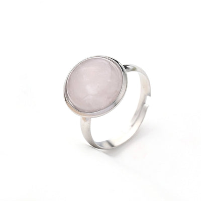 Jewelry Casual Simple Style Round Spot Solid Color 304 Stainless Steel Natural Stone Opal Polishing Inlay Adjustable Ring