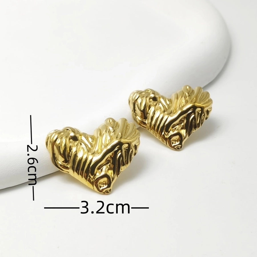 1 Pair Elegant Retro Commute Heart Shape 304 Stainless Steel 18K Gold Plated Ear Studs