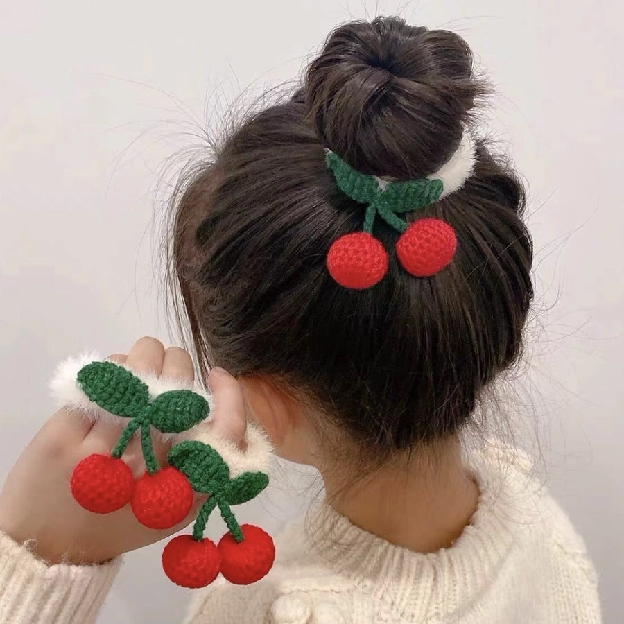 Wool Cherry hairpin knitted plush hair band handmade hair accessories simple bangs clip cute princess headband accessories