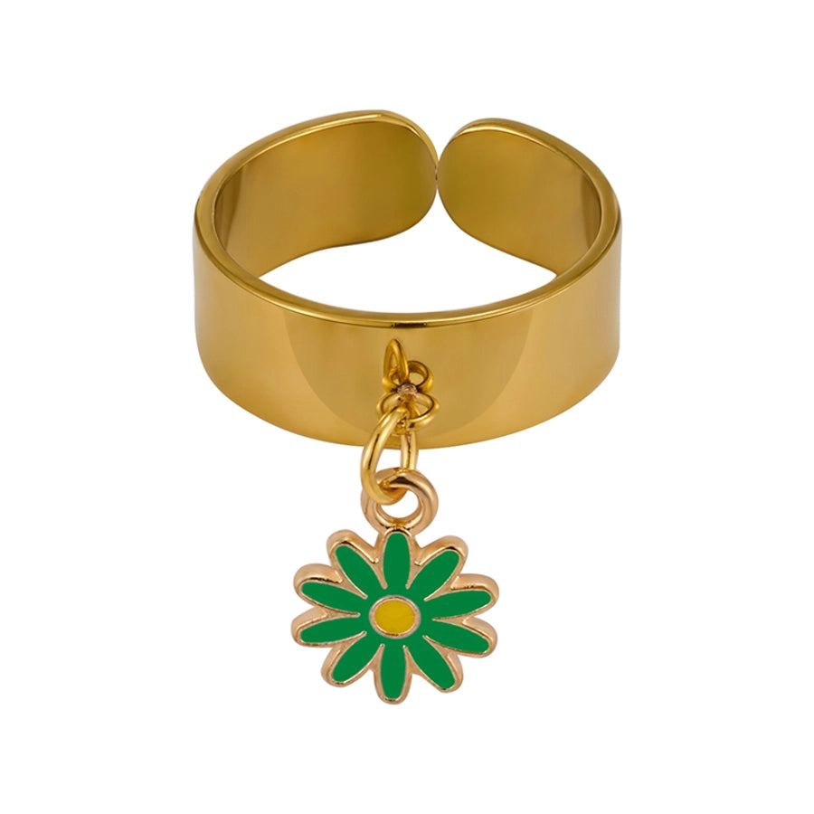 Jewelry Elegant Retro Solid Color 304 Stainless Steel Enamel Open Rings