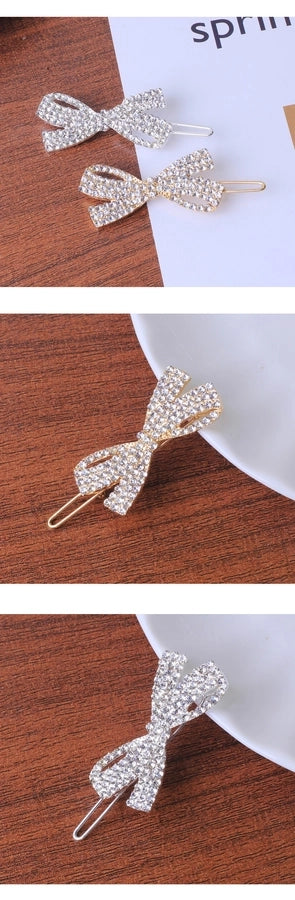 Alloy Rhinestone Bow Hairpin Women's Korean-style Internet Red Hairpin Side Korean-style Rhinestone Bow Frog Clip Side Clip