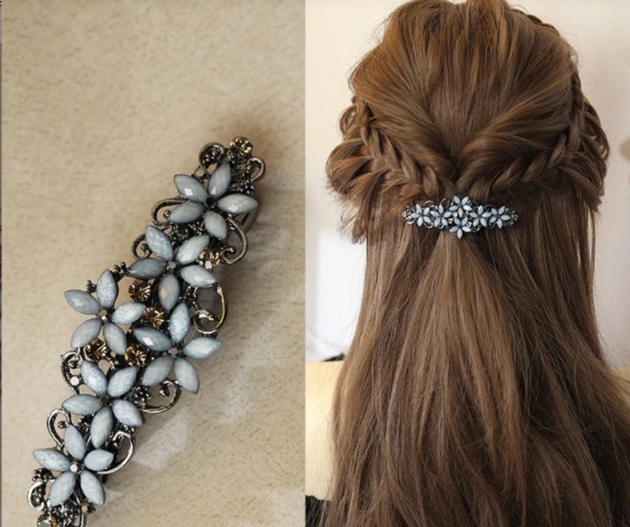 elegant flower rhinestone handmade diamond hair clip