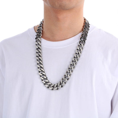 Domineering Fashion Personalized Stainless Steel Vacuum Electroplating Four-Sided Grinding Men's Necklace