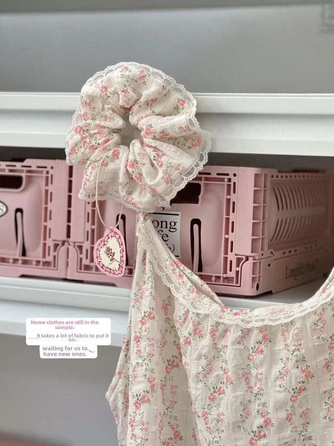 Small sweet summer garden Korean  floral lace hair band French super fairy Western style large intestine ring hair accessories