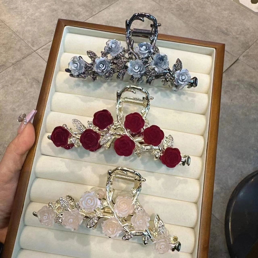 women's elegant romantic rose alloy hair claws