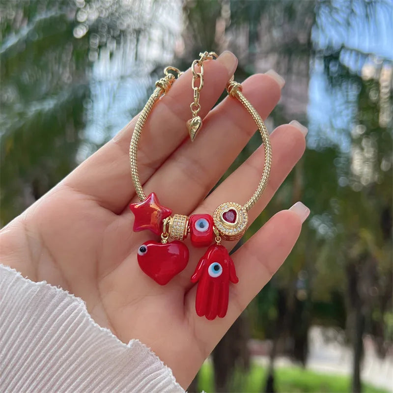 Copper Inlay Devil's Eye Zircon Bracelets