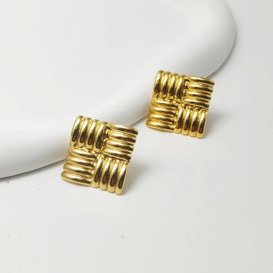 1 Pair Elegant Simple Style Commute Stripe Side Stripe 304 Stainless Steel 18K Gold Plated Ear Studs