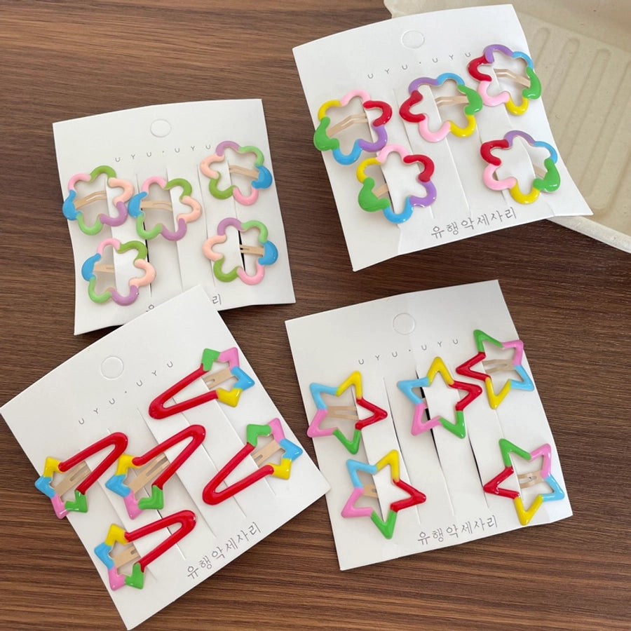 Girl'S Casual Cute Sweet Star Flower Metal Star Flowers Hair Clip