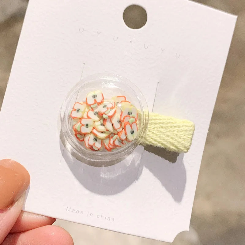 kid's cute cartoon fruit alloy rubber sequins hair clip