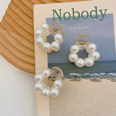korean fashion style pearl hairpin big hair grabbing clip plate hair ponytail small hair claw