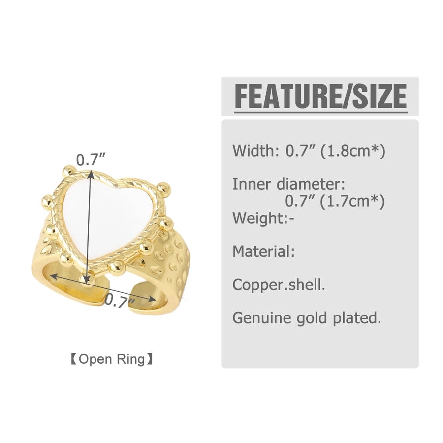 Copper 18K Gold Plated Plating Heart Shape Open Rings