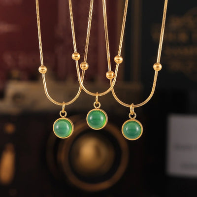 Jewelry Modern Style Commute Round 316 Stainless Steel  Titanium Steel Glass Stone Inlay Pendant Necklace Necklace