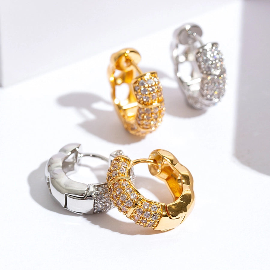 1 Pair Elegant Geometric Plating Copper Zircon Earrings