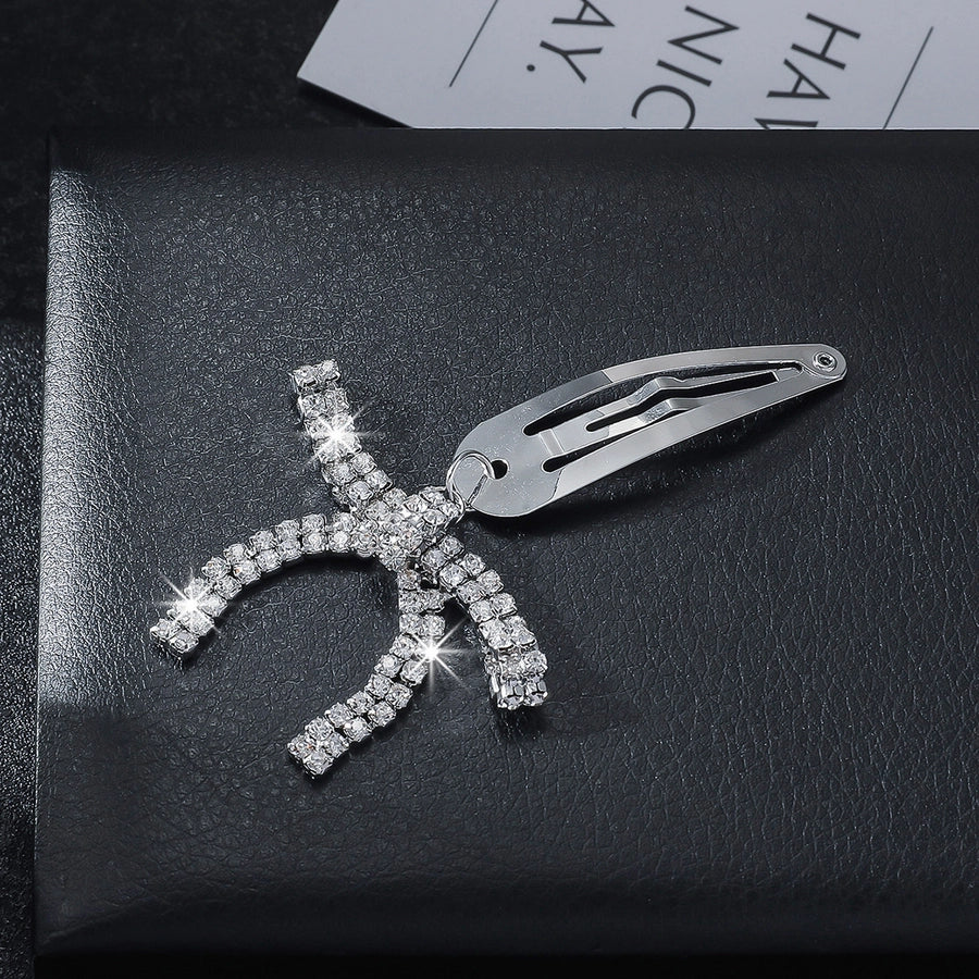 Women's IG Style Shiny Moon Bow Knot Rhinestone Pearl Inlay Rhinestones Hair Clip