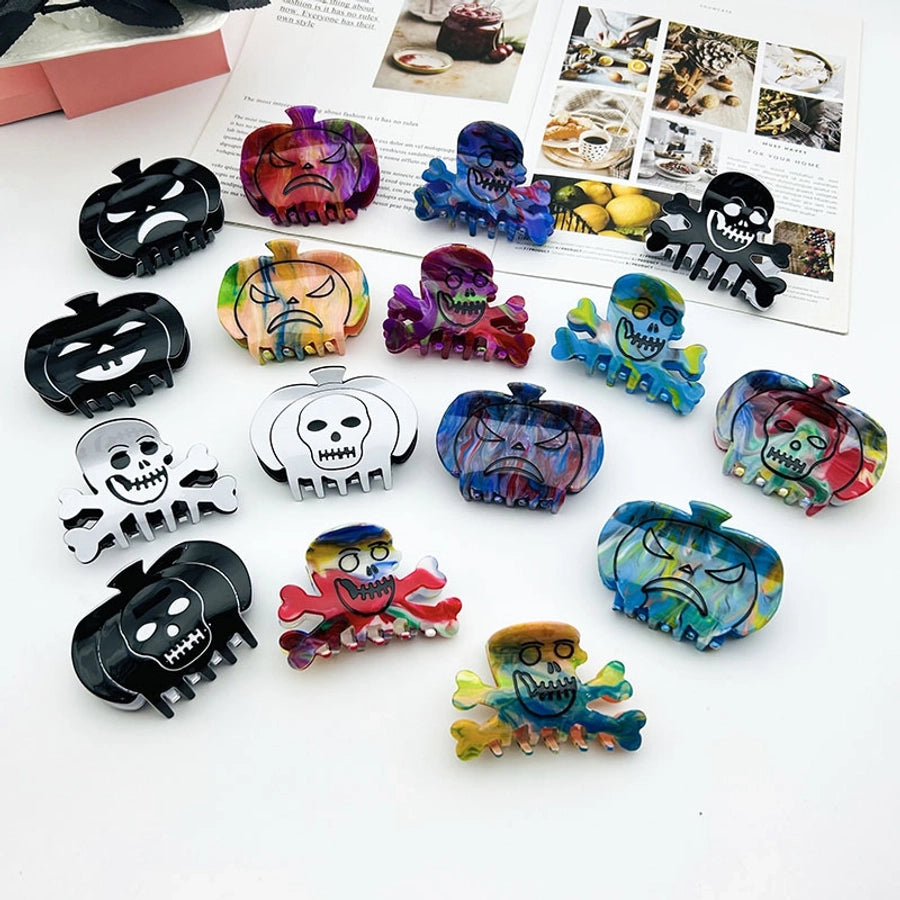 Halloween Original Design Women's Skull Arylic Carving Hair Clip Hair Claws