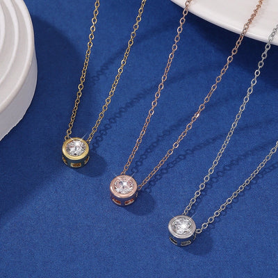 Jewelry Elegant Sweet Simple Style Round Copper Zircon Imitation Gold  Inlay Necklace