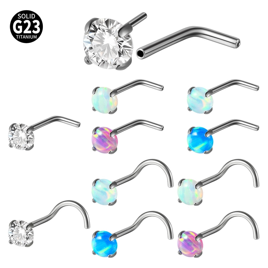 1 Piece Nose Rings & Studs Casual Vacation Round G23 Titanium Alloy Opal Zircon Nose Rings & Studs