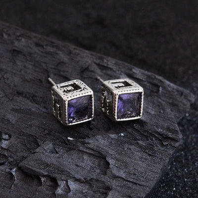 1 Pair Hip-Hop Vintage Style Square Inlay Copper Zircon Ear Studs