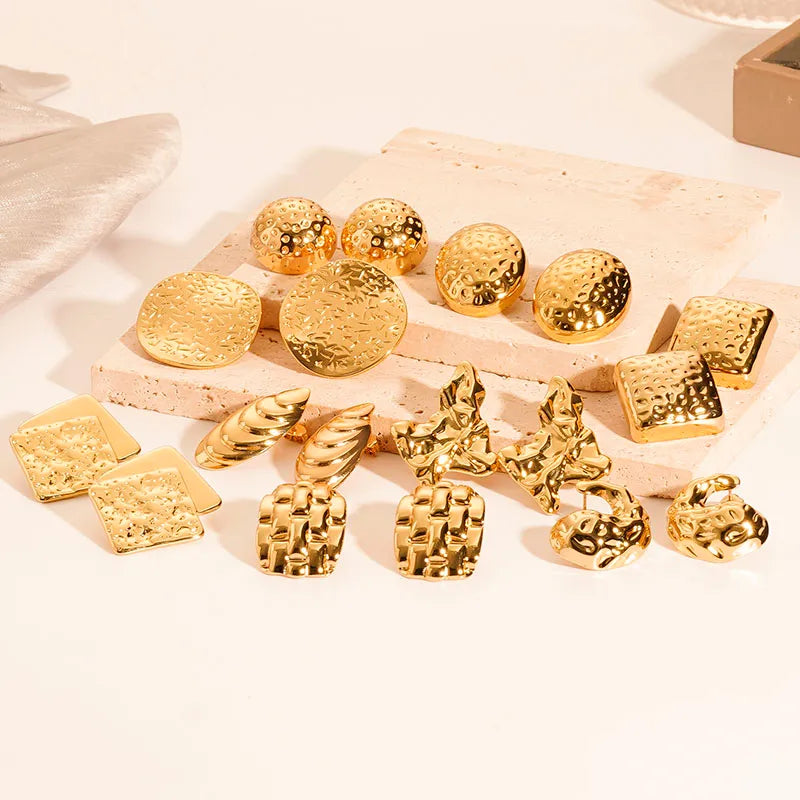 1 Pair Retro French Style Classic Style Geometric Flower 304 Stainless Steel Artificial Pearls 18K Gold Plated Imitation Gold  Ear Studs