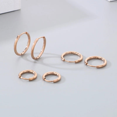 1 Pair Simple Style Round 304 Stainless Steel 18K Gold Plated Earrings