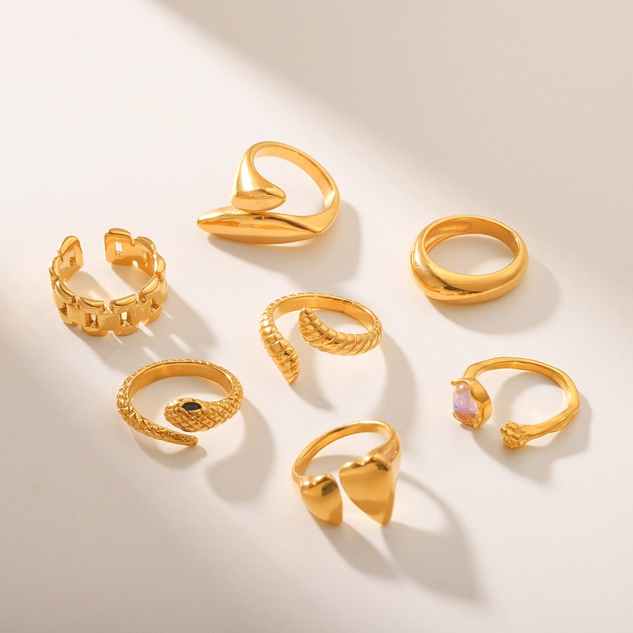 Jewelry IG Style Classic Style Irregular Geometric 304 Stainless Steel Titanium Steel 18K Gold Plated Open Rings