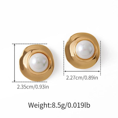 1 Piece Vintage Style Lady Wedding Pearl Inlay Copper Artificial Pearls 18K Gold Plated Drop Earrings