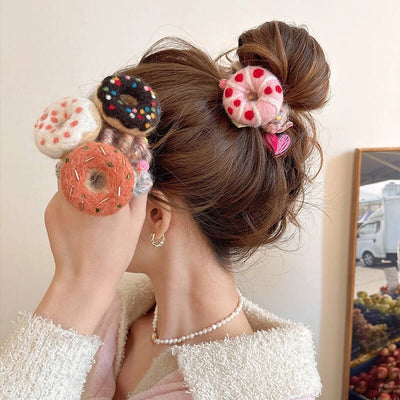Cute Women's Letter Donuts Felt Hair Tie