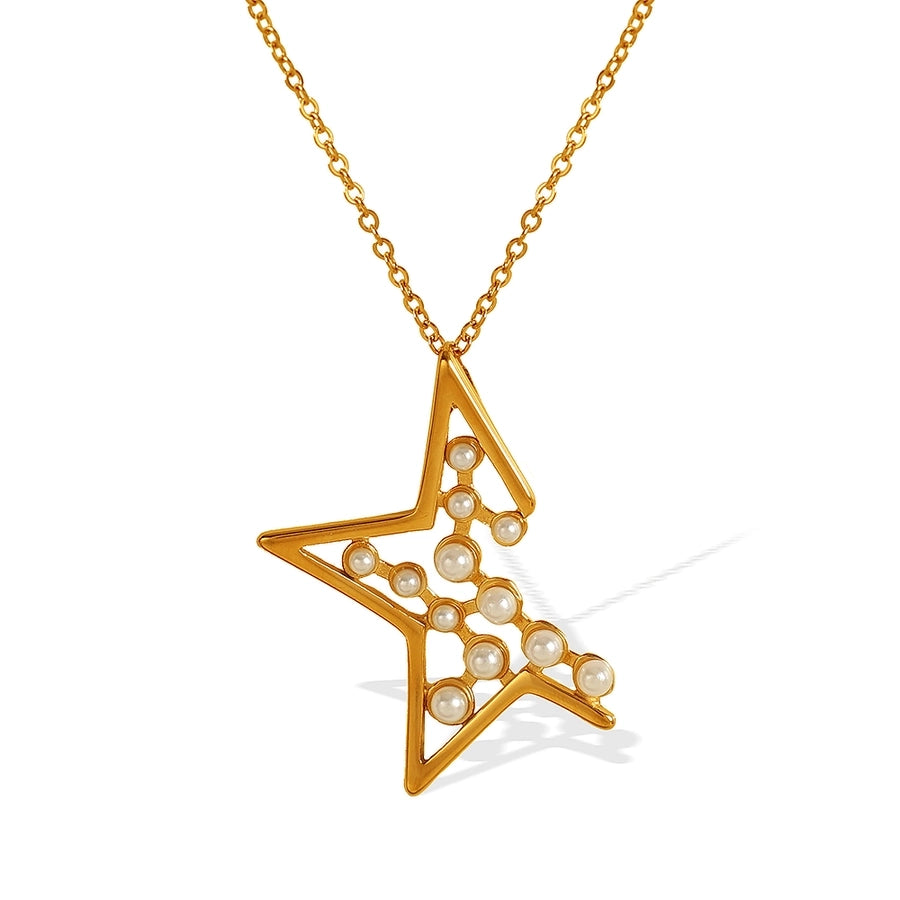 Jewelry IG Style Elegant French Style Star 304 Stainless Steel Artificial Pearls 18K Gold Plated Polishing Plating Inlay Jewelry Set