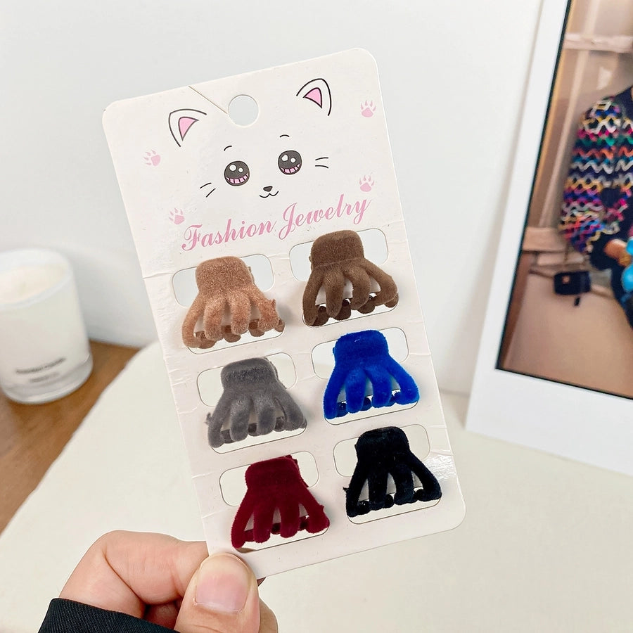 simple style solid color flocking hair claws