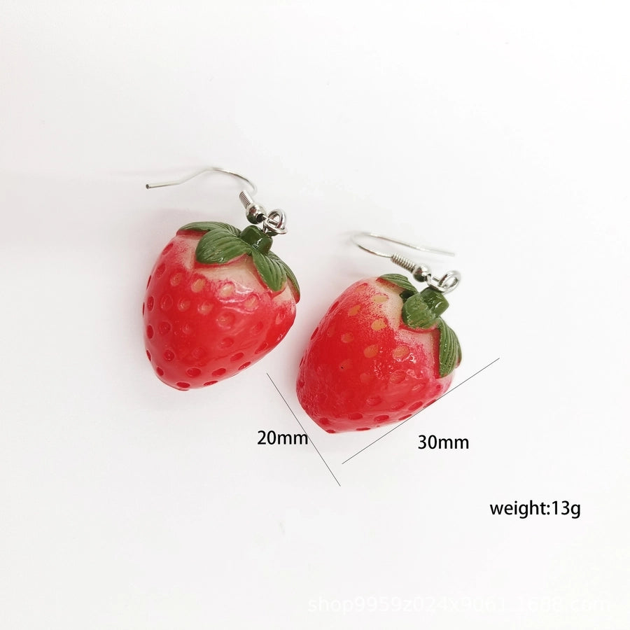 Europe and the United States  personality sweet three-dimensional resin simulation strawberry earrings earrings creative female fun fruit earrings